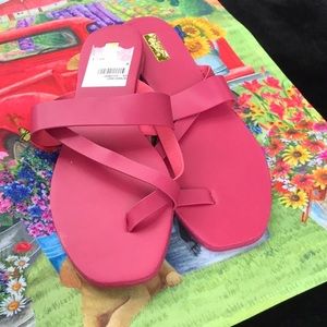 NWT Qupid Pink Strappy Thong Sandals Flats Summer Shoes